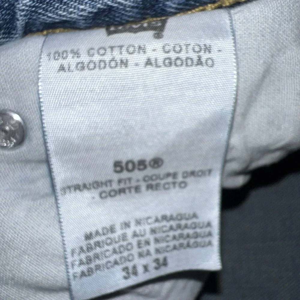 VTG Levi's 505 Batwing Jeans Men 34x34(30x31.5) Blue Denim Distress Straight Y2K